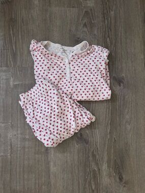 adult Roller Rabbit White Pajama Set with Red Heart Print RUNS SMALL